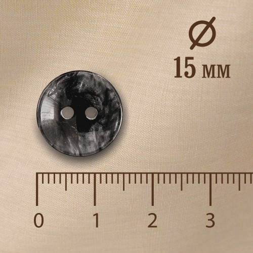 Пуговица P-A2027. 15 мм/2 антрацит (уп. 12 шт)