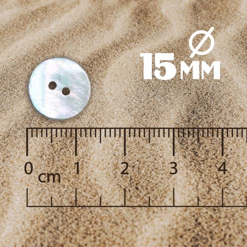 Пуговица ракушка (2 прокола) арт. RA1. L24 - 15 мм (уп. 12 шт)