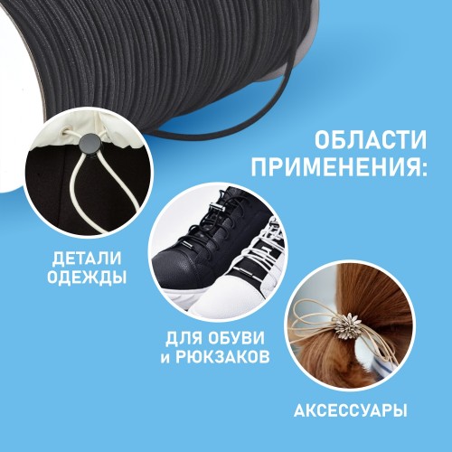 Резинка шляпная 2.5мм чёрный (уп. 100 м)