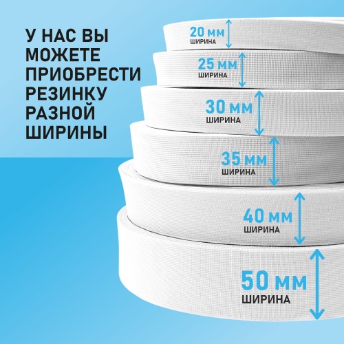 Резинка ткацкая 20 мм белый (уп. 40 м)