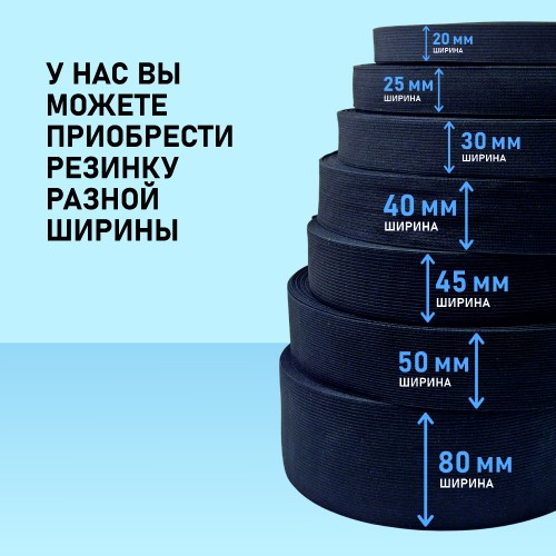 Резинка вязаная 25 мм чёрный