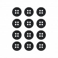 Пуговица рубашечная/блузочная (4 прокола) арт. ST1. L16 - 10 мм черный (уп. 12 шт)