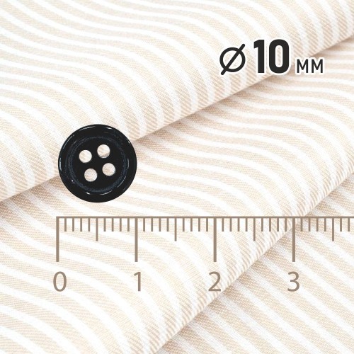 Пуговица рубашечная/блузочная (4 прокола) арт. ST1. L16 - 10 мм черный (уп. 12 шт)