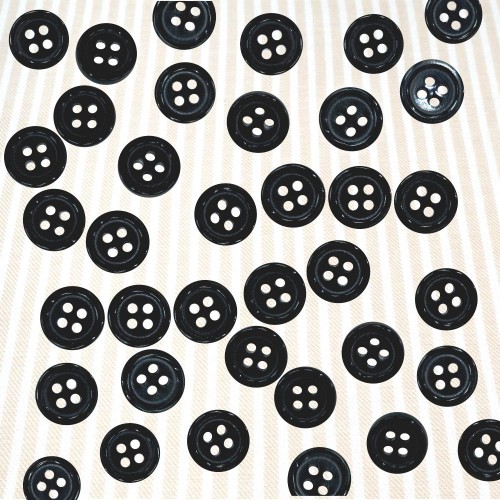 Пуговица рубашечная/блузочная (4 прокола) арт. ST1. L16 - 10 мм черный (уп. 12 шт)