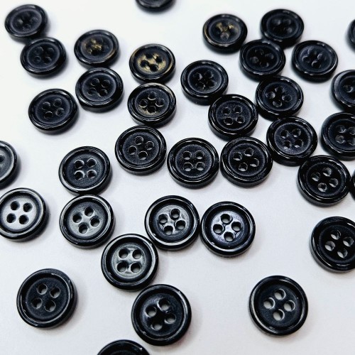 Пуговица рубашечная/блузочная (4 прокола) арт. ST1. L16 - 10 мм черный (уп. 12 шт)