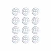 Пуговица рубашечная/блузочная (4 прокола) арт. ST1. L16 - 10 мм белый перламутр (уп. 12 шт)