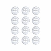 Пуговица рубашечная/блузочная (4 прокола) арт. ST1. L18 - 11 мм белый перламутр (уп. 12 шт)