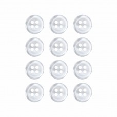 Пуговица рубашечная/блузочная (4 прокола) арт. ST1. L18 - 11 мм белый перламутр (уп. 12 шт)