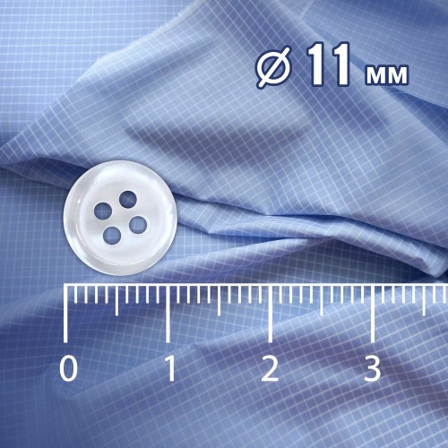 Пуговица рубашечная/блузочная (4 прокола) арт. ST1. L18 - 11 мм белый перламутр (уп. 12 шт)