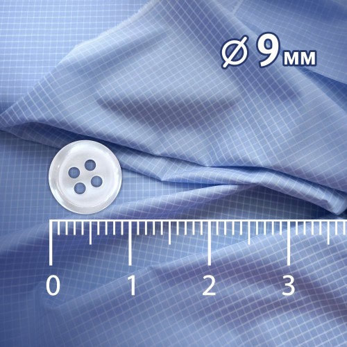Пуговица рубашечная/блузочная (4 прокола) арт. ST1. L14 - 9 мм белый перламутр (уп. 12 шт)