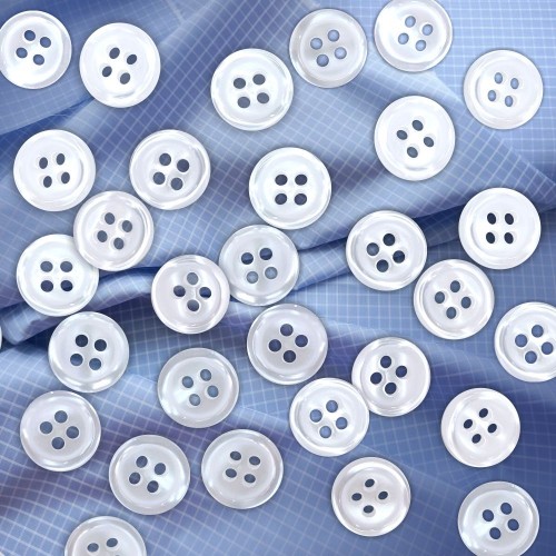 Пуговица рубашечная/блузочная (4 прокола) арт. ST1. L14 - 9 мм белый перламутр (уп. 12 шт)