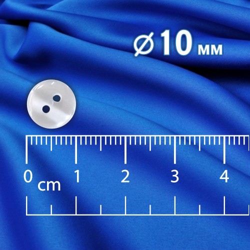 Пуговица рубашечная/блузочная (2 прокола) арт. TOP1. L16 - 10 мм белый перламутр (уп. 12 шт)