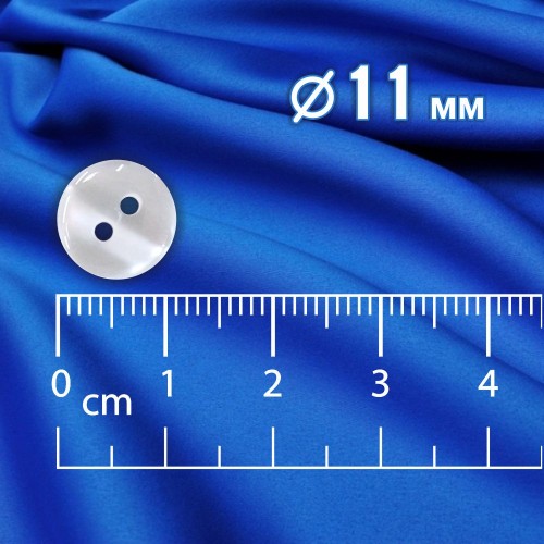 Пуговица рубашечная/блузочная (2 прокола) арт. TOP1. L18 - 11 мм белый перламутр (уп. 12 шт)