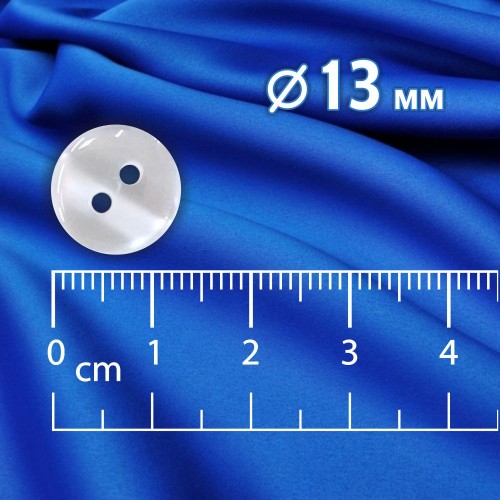 Пуговица рубашечная/блузочная (2 прокола) арт. TOP1. L20 - 13 мм белый перламутр (уп. 12 шт)