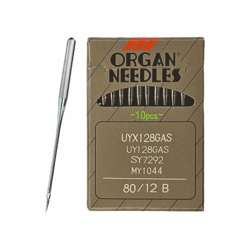 Иглы для промышленных швейных машин UY*128 GAS 80 B (SUK) для высокоэластичных тканей ORGAN (10 шт)