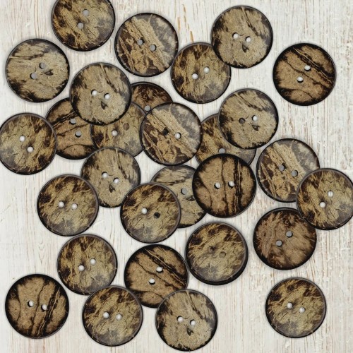 Пуговица кокос (2 прокола) арт. COC1. L40 - 25 мм (уп. 5 шт)