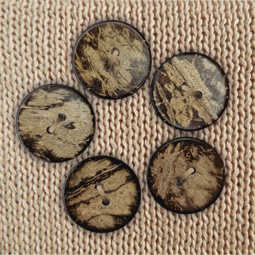 Пуговица кокос (2 прокола) арт. COC1. L40 - 25 мм (уп. 5 шт)