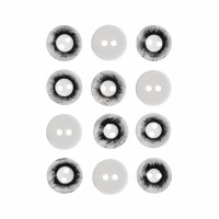Пуговица P-A1008. 11.5 мм/2 белый-графит (уп. 12 шт)