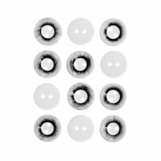 Пуговица P-A1008. 15 мм/2 белый-графит (уп. 12 шт)