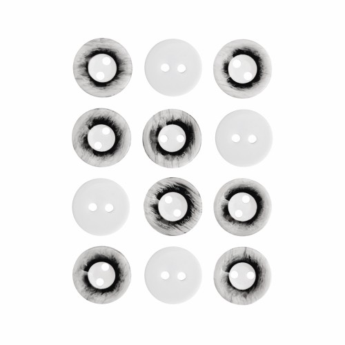 Пуговица P-A1008. 15 мм/2 белый-графит (уп. 12 шт)