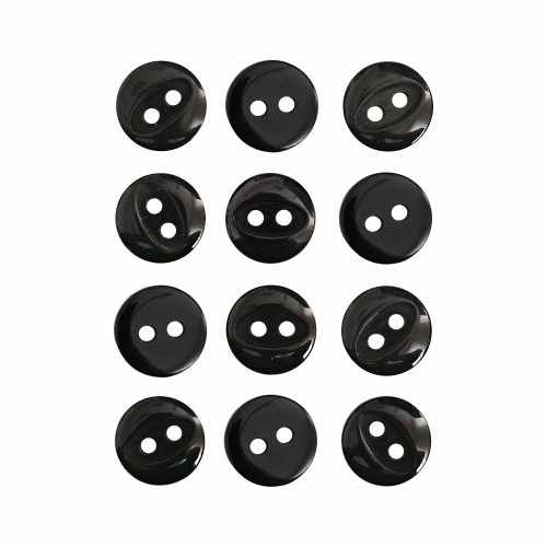 Пуговица P-A1401. 11.5 мм/2 черный (уп. 12 шт)