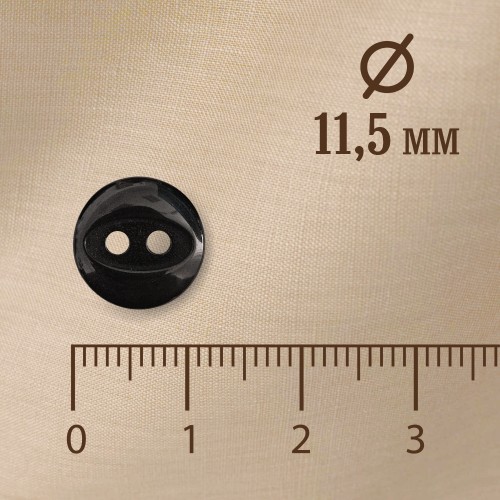 Пуговица P-A1401. 11.5 мм/2 черный (уп. 12 шт)
