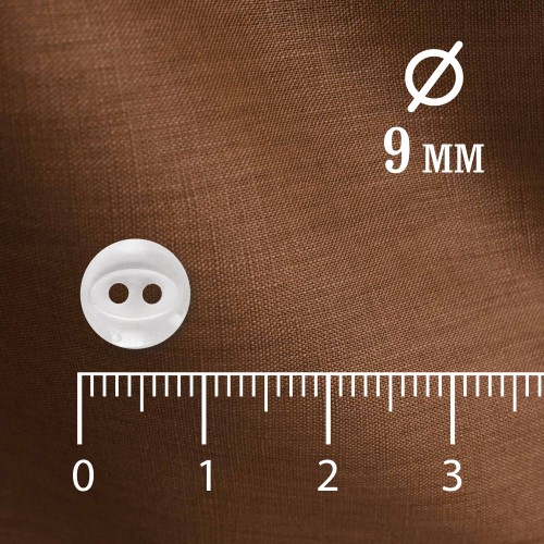 Пуговица P-A1401. 9 мм/2 белый (уп. 12 шт)