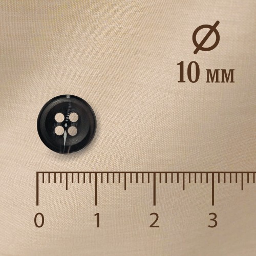 Пуговица P-A1828. 10 мм/4 черный (уп. 12 шт)