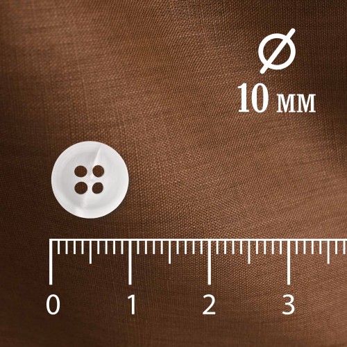 Пуговица P-A1828. 10 мм/4 белый (уп. 12 шт)