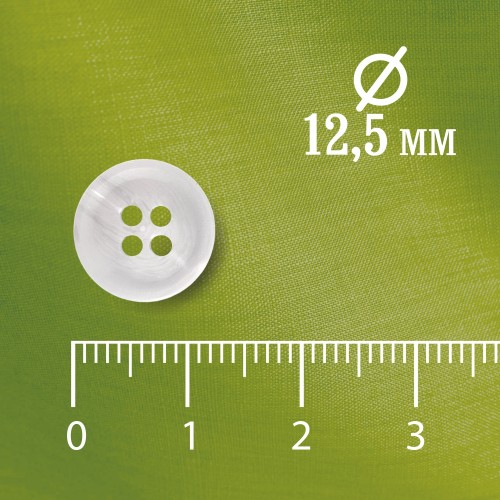 Пуговица P-A1828. 12.5 мм/4 белый (уп. 12 шт)