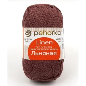 Пряжа Пехорская ПТ "Льняная"   55\% лён, 45\% хлопок   5 шт. х  100 г  330 м ± 16 м №377 Кофейный